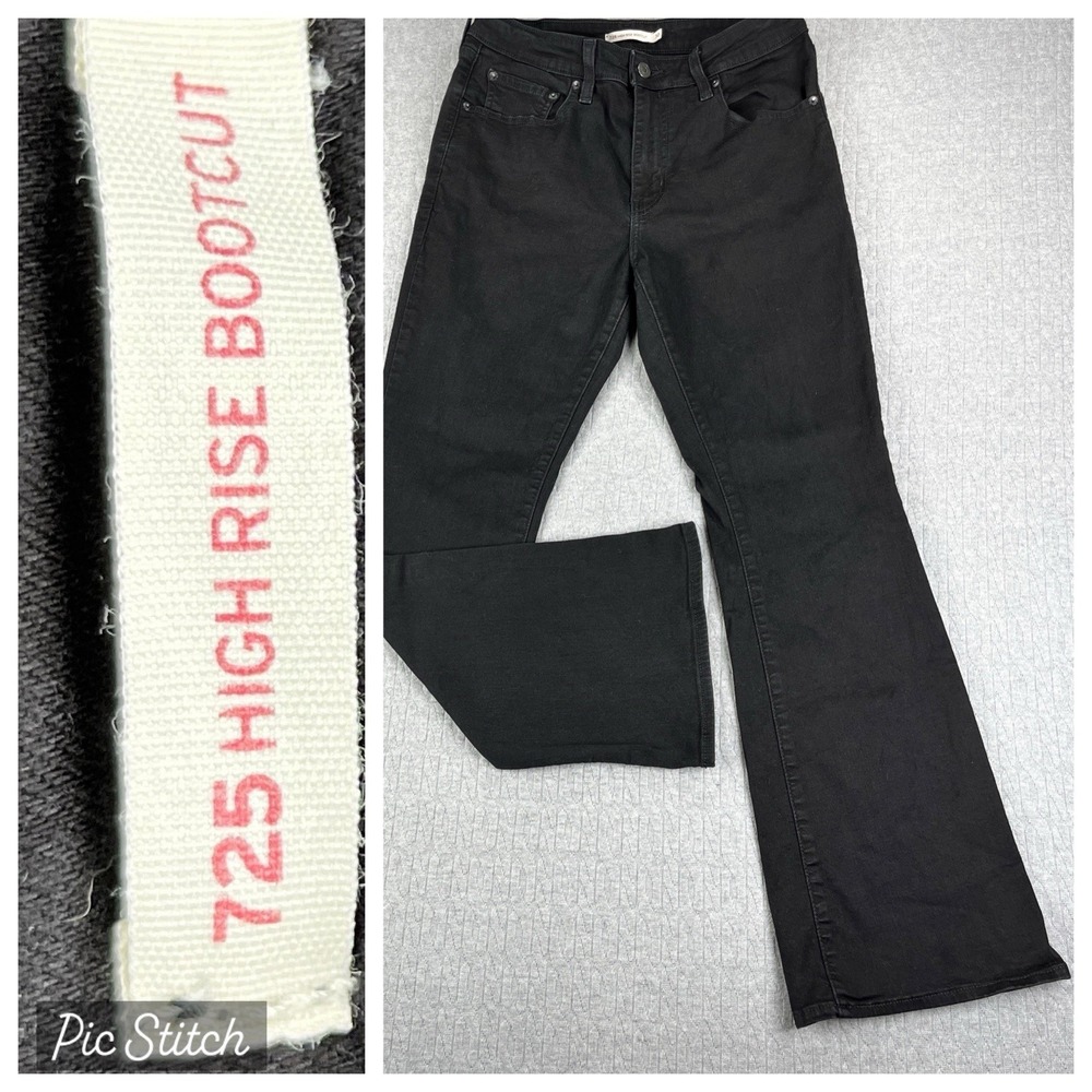 Levis 725 Bootcut‎ Dress Jeans Women 30/28X29 High Rise Black Wash 90s Disco
